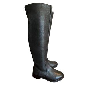 NEW Gianni Bini Genuine Leather Over the Knee Flat Riding Boots in Black Sz. 5.5